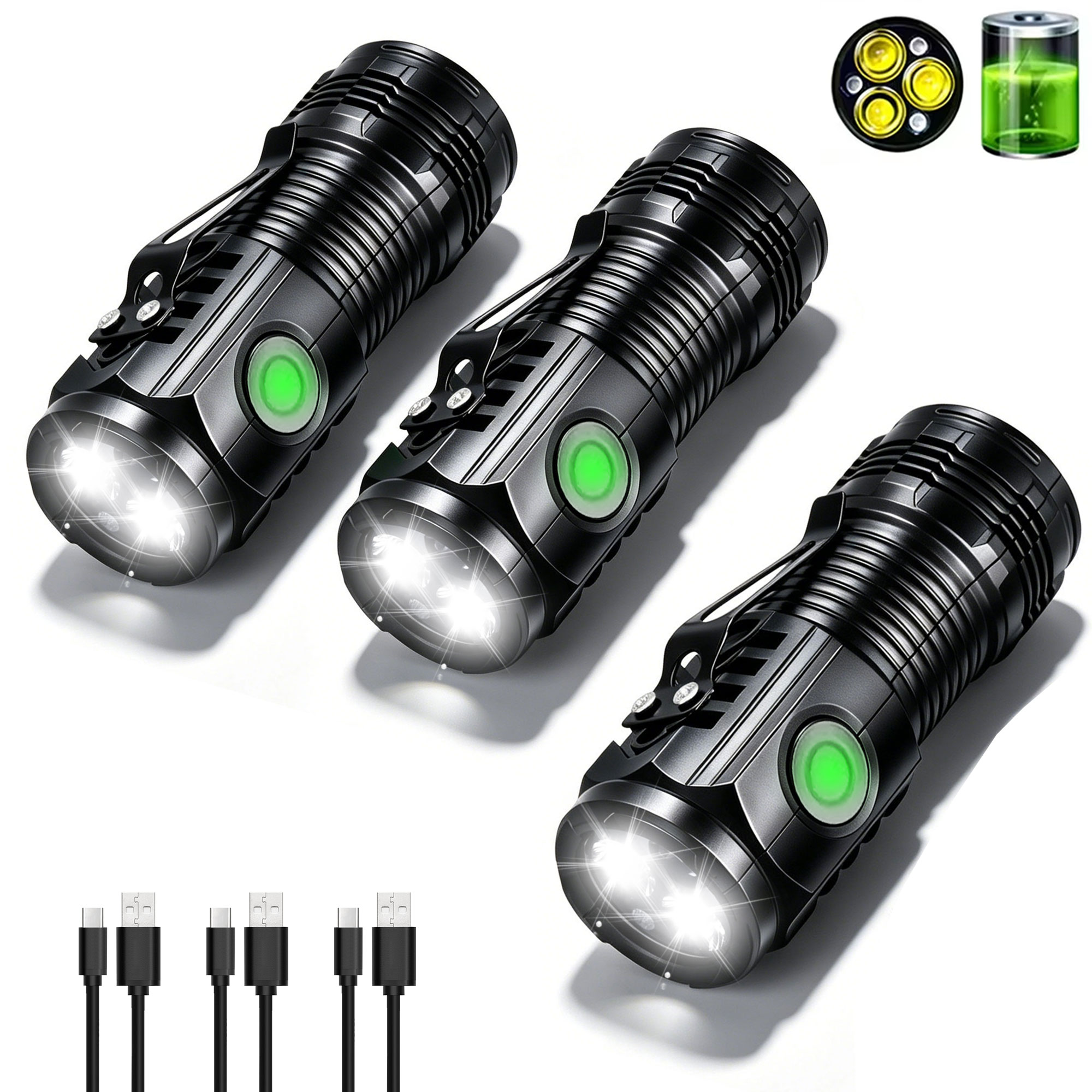 Outdoor Lighting Black - 휴대용 충전식 야외 손전등 강력한 조명