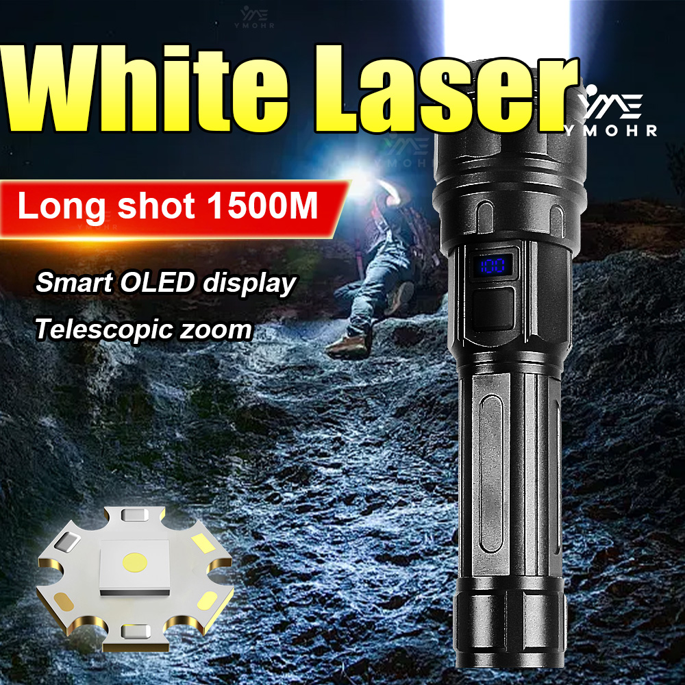 Outdoor Lighting Black - 흰색 레이저 고출력 손전등 충전식 램프