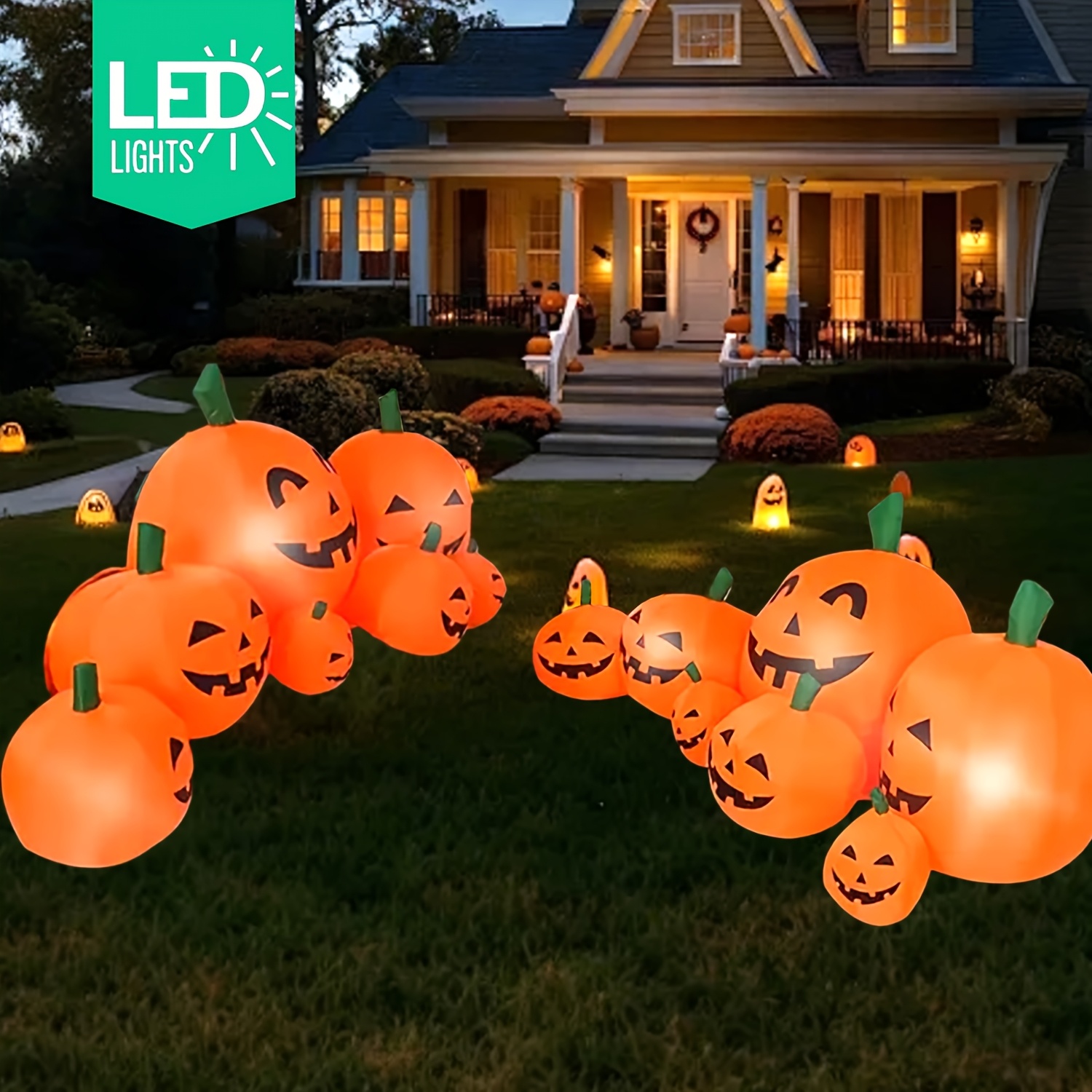 새로운 7.5피트 할로윈 풍선 호박 장식 LED 블로우 - Outdoor Lighting Effects 리뷰 및 가격