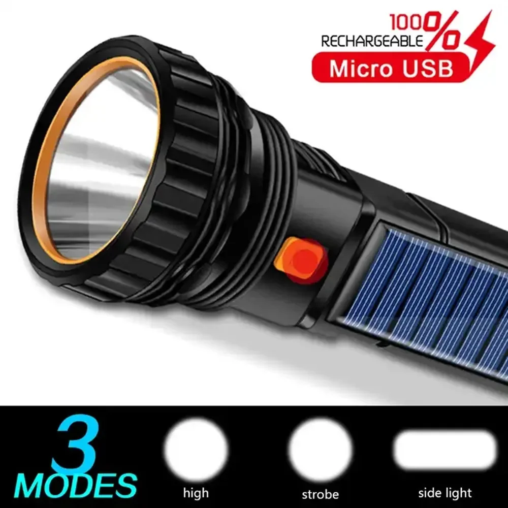 1PC 다기능 태양열 LED 손전등 야외 장거리 토치  - Outdoor Lighting Black 리뷰 및 가격